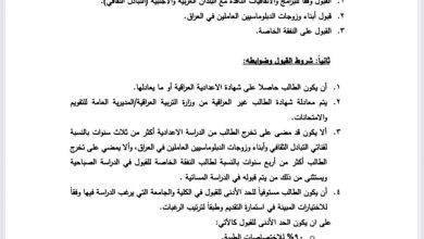 صورة الكوت الجامعة تعلن تعليمات وضوابط قبول الطلبة غير العراقيين في الجامعات العراقية .
