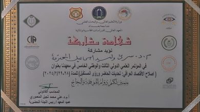 صورة الكوت الجامعة تشارك في المؤتمر العلمي الثالث الذي أقامه المعهد العالي للدراسات المحاسبية والمالية في جامعة بغداد.